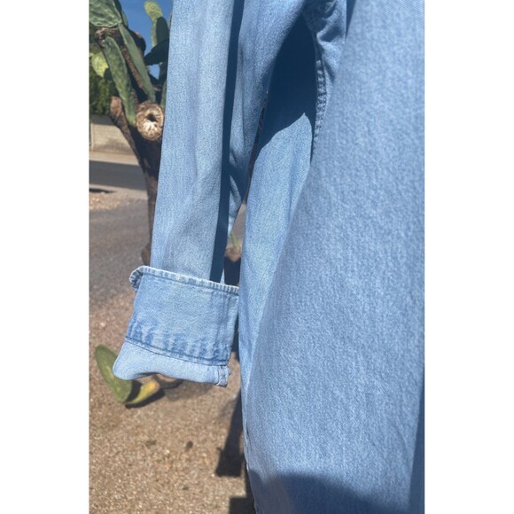 Perfectly Distressed VTG Denim Button Down Long Sleeve Shirt Med Heard Museum M - Picture 7 of 9